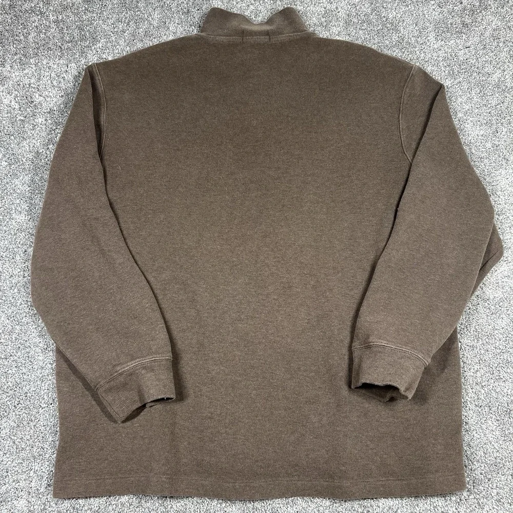 Polo Ralph Lauren Estate Rib Sweater Men's XXL 2XL Brown 1/4 Quarter Zip Cotton